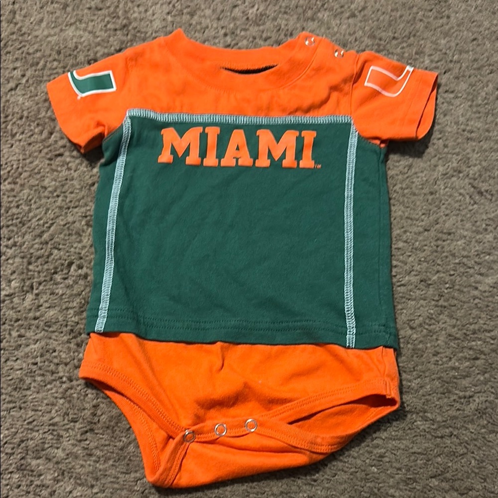 University of Miami Kids One Piece - Orange and Green